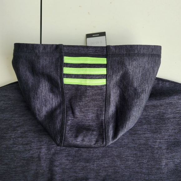 NWT Adidas Charcoal Gray Green Logo Pullover Fleece Hoodie Kids M (10-12) - Picture 8 of 8